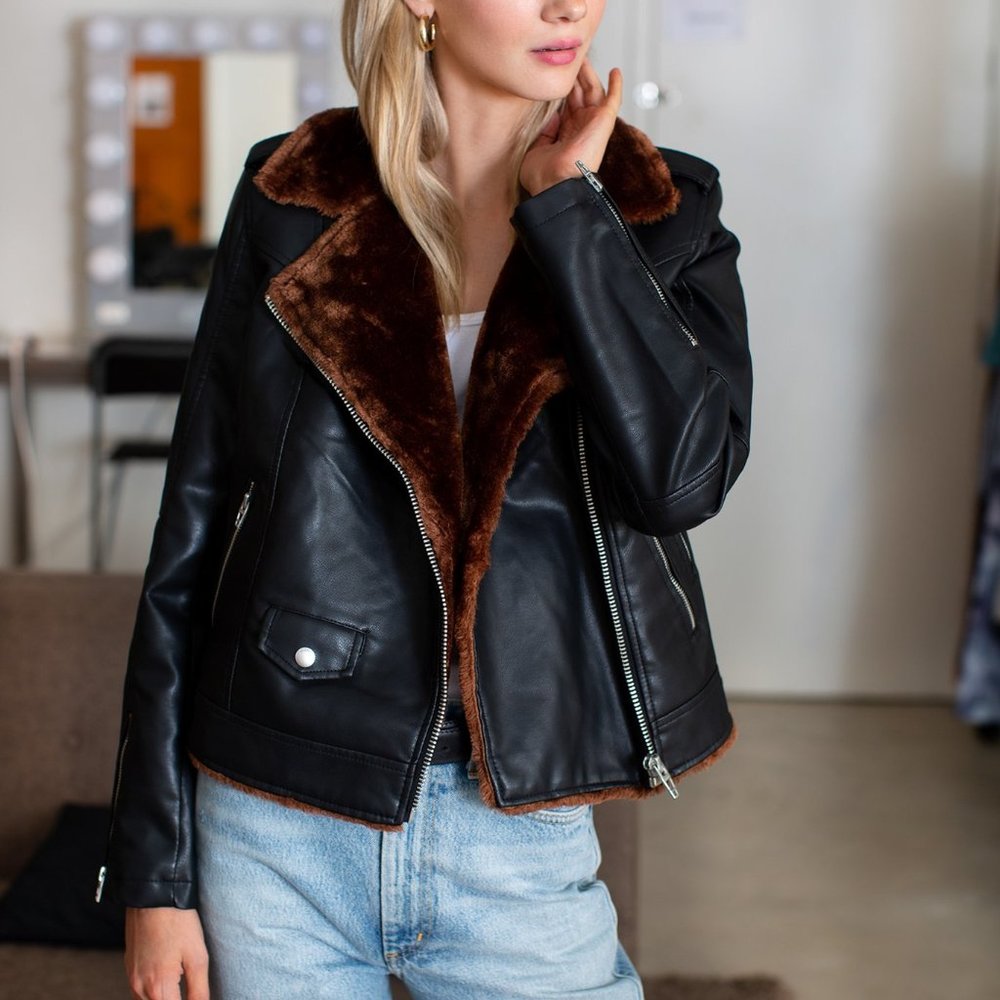 Blank Nyc Dreamers Fur & Faux Leather Moto Jacket - Picture 13 of 16